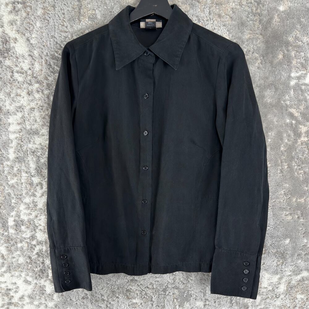 Studio‎ 1940 Size S Casual Button Top Black Long Sleeve Collar